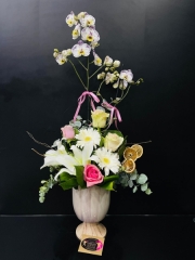 Şık Porselen Vazoda Orkide Aranjman Modeli