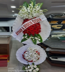Lüx Kırmızı Çiçek Ayaklı Sepet Çelenk Açılış Düğün